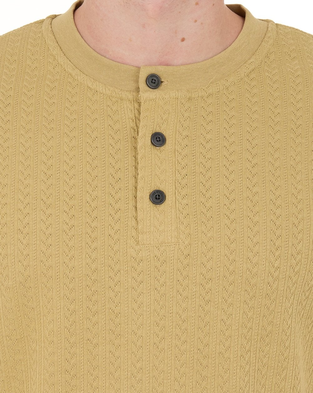 Pretty Green Zephlyn Texture Grandad Tee Taupe - Image 4