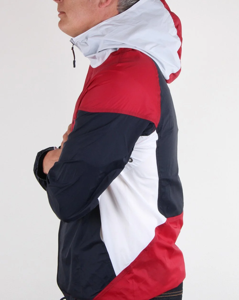 Pretty Green Zip Through Hooded Contrast Jacket Red/navy - Image 4