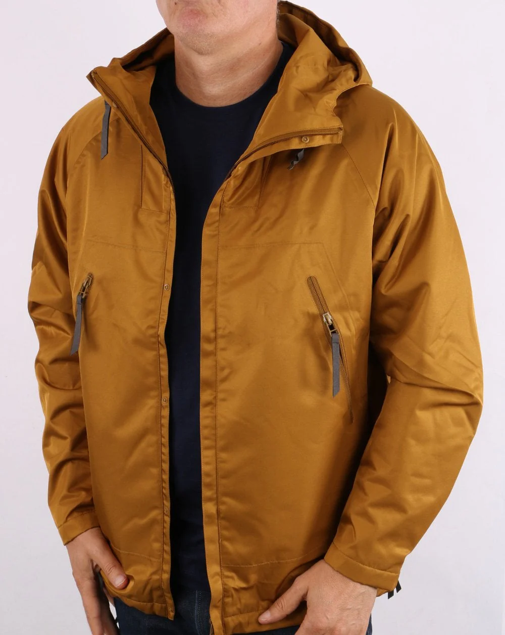 Pretty Green Zip Through Seam Sealed Jacket Tan - Image 3