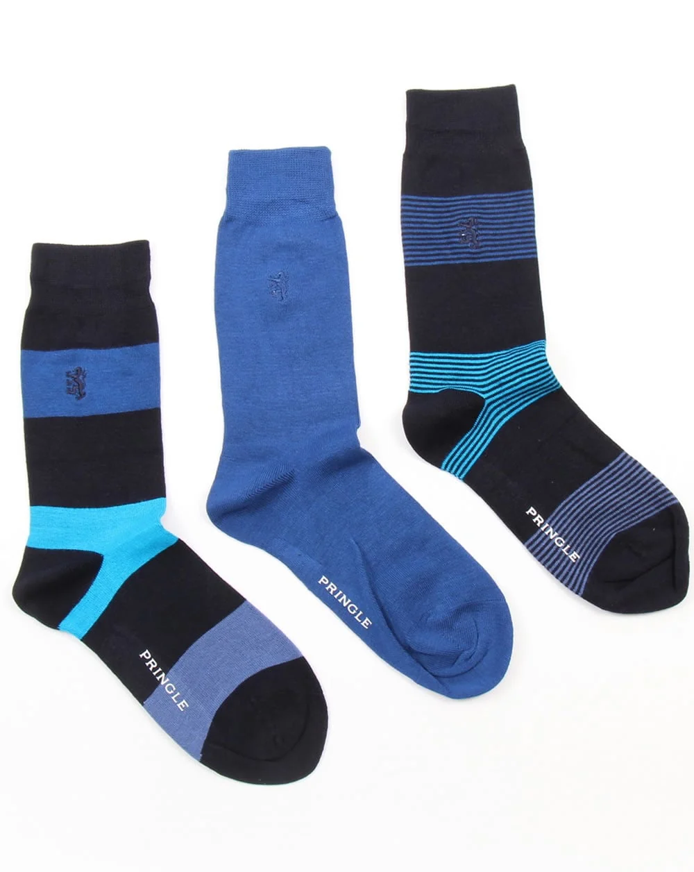 Pringle Bamboo Wide Stripe Socks Navy/Blue
