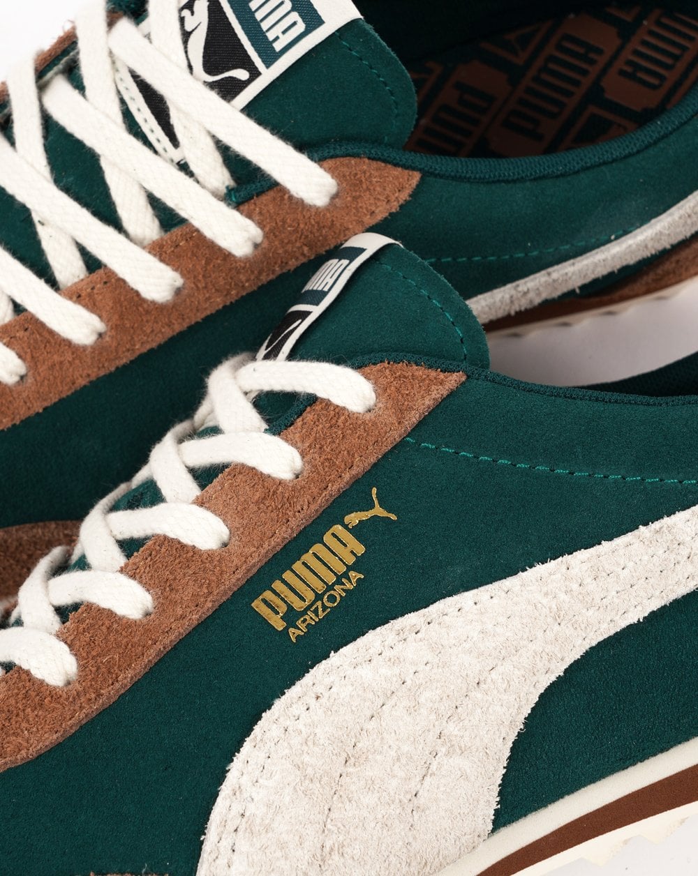 Puma Arizona Suede Trainers Dark Green / frosted Ivory - Image 3