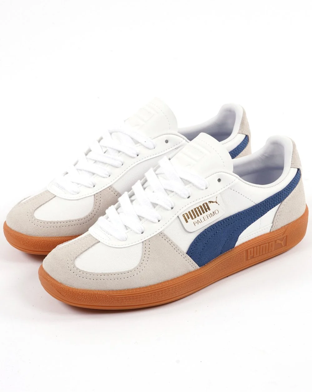 Puma Palermo Leather Trainer White Navy - Image 4