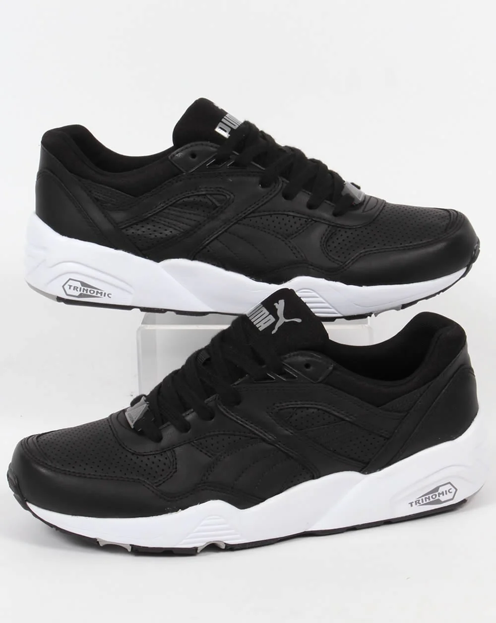 Puma R698 Core Leather Trainers Black/Black