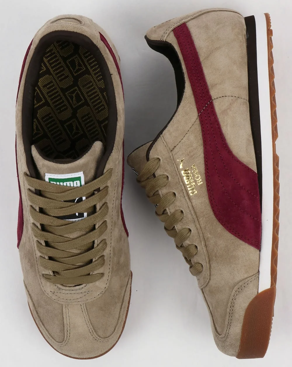 Puma Roma Trainers Chinchilla Brown/Burgundy - Image 2