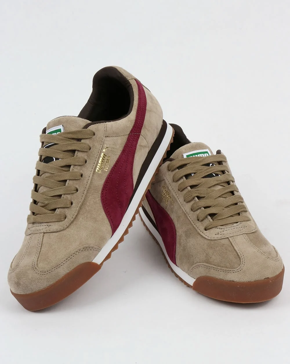 Puma Roma Trainers Chinchilla Brown/Burgundy - Image 3
