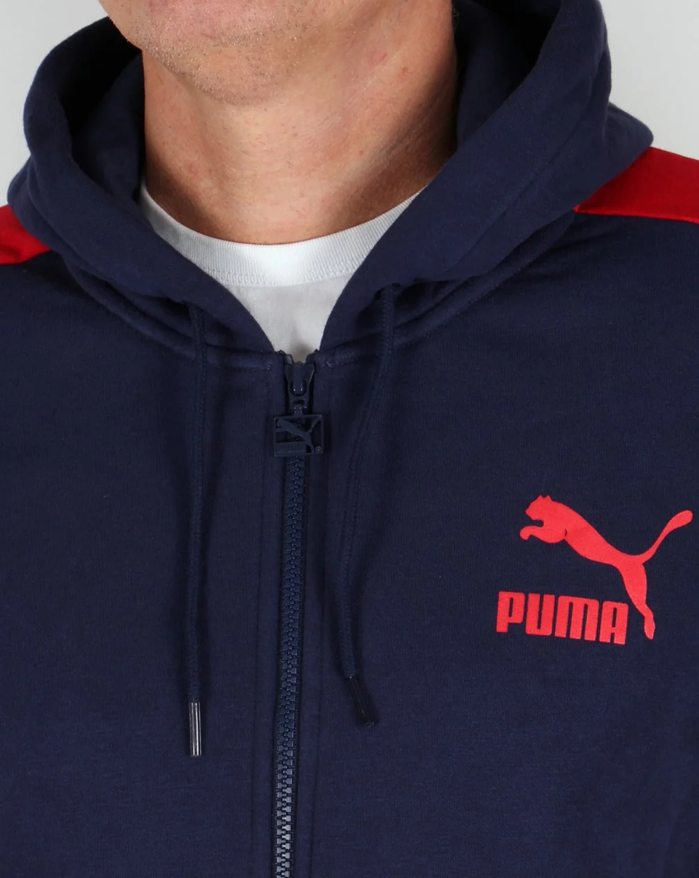 Puma T7 Full Zip Hoody Navy/red - Image 3