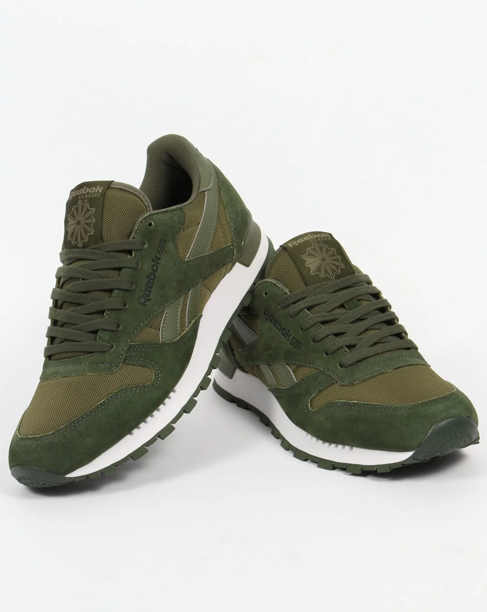 Reebok Classic Leather Clip Trainers Moss Green - Image 3