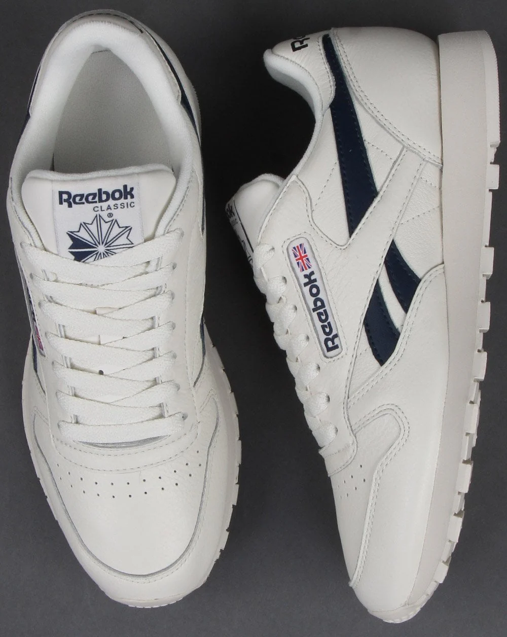 Reebok Classic Leather Trainers Vintage White/Navy - Image 2