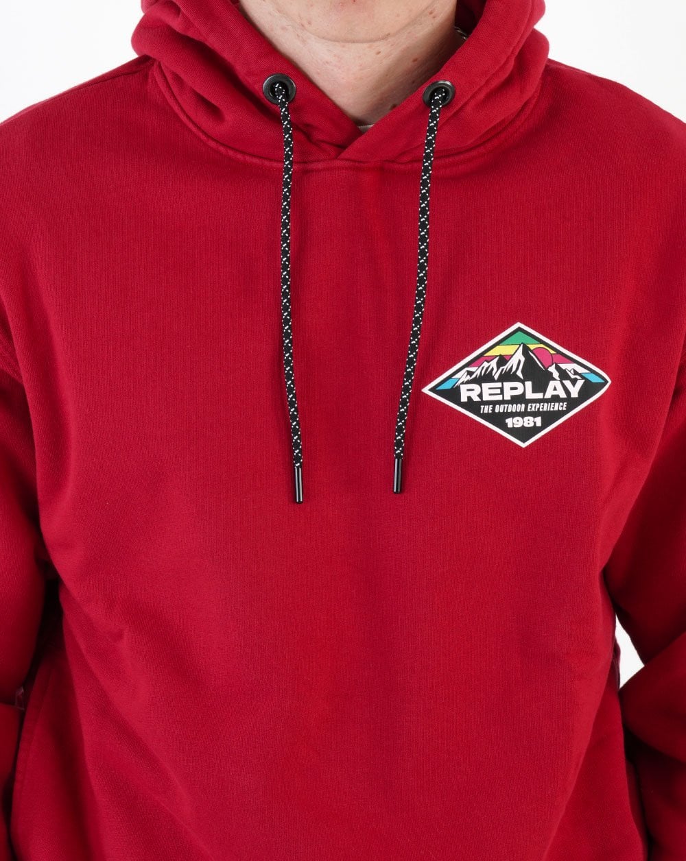 Replay Mountain Print Hooded Sweatshirt Chilli Red - Image 2