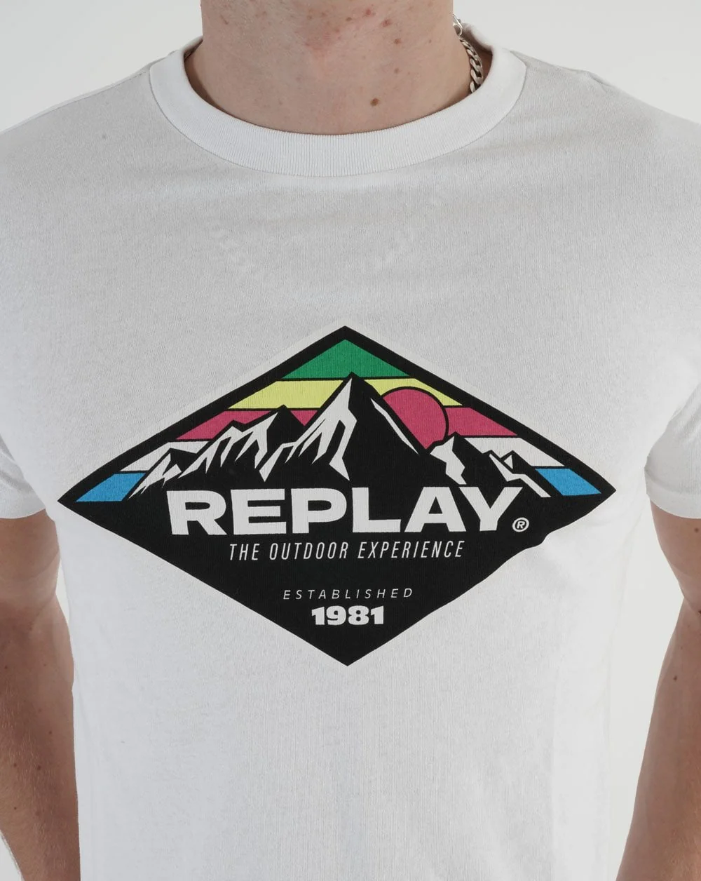Replay Mountain Print T-shirt White - Image 3