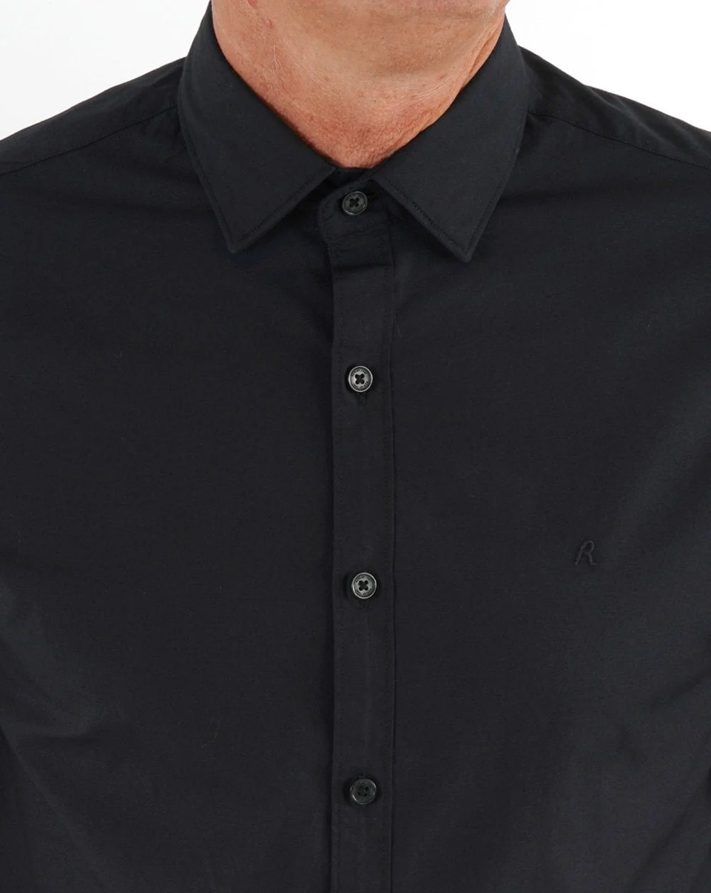 Replay Poplin Cotton Shirt Black - Image 4