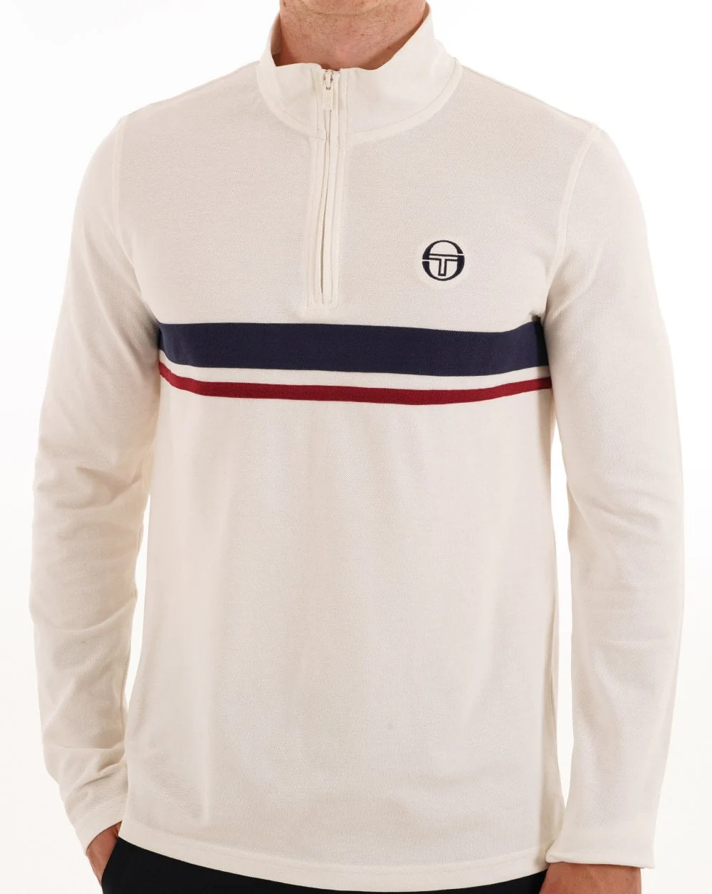 Sergio Tacchini 1/4 Zip Top Off White - Navy - Image 2