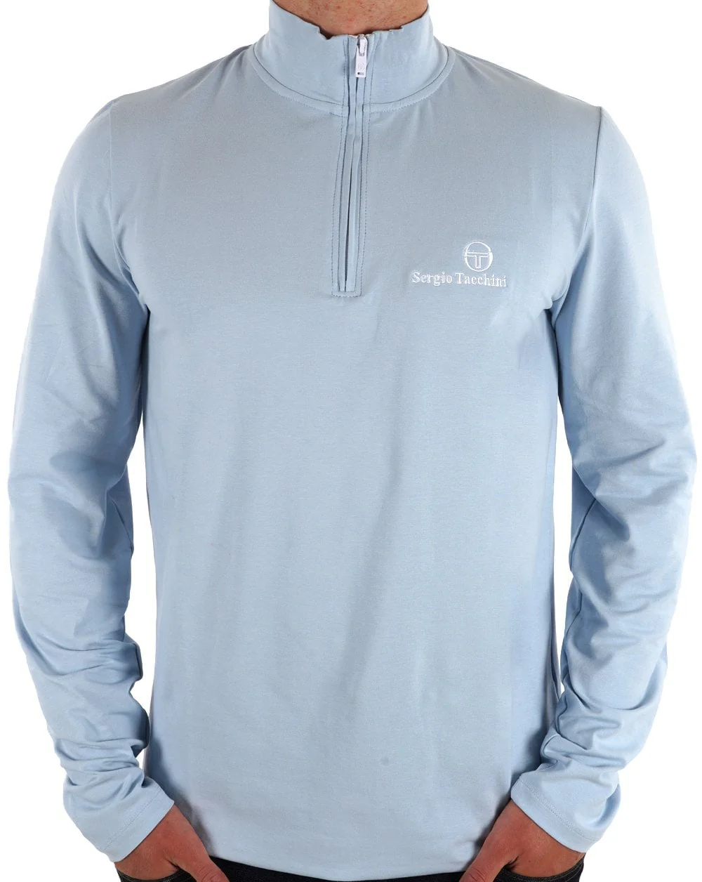 Sergio Tacchini 1/4 Zip Top Sky Blue - Image 2