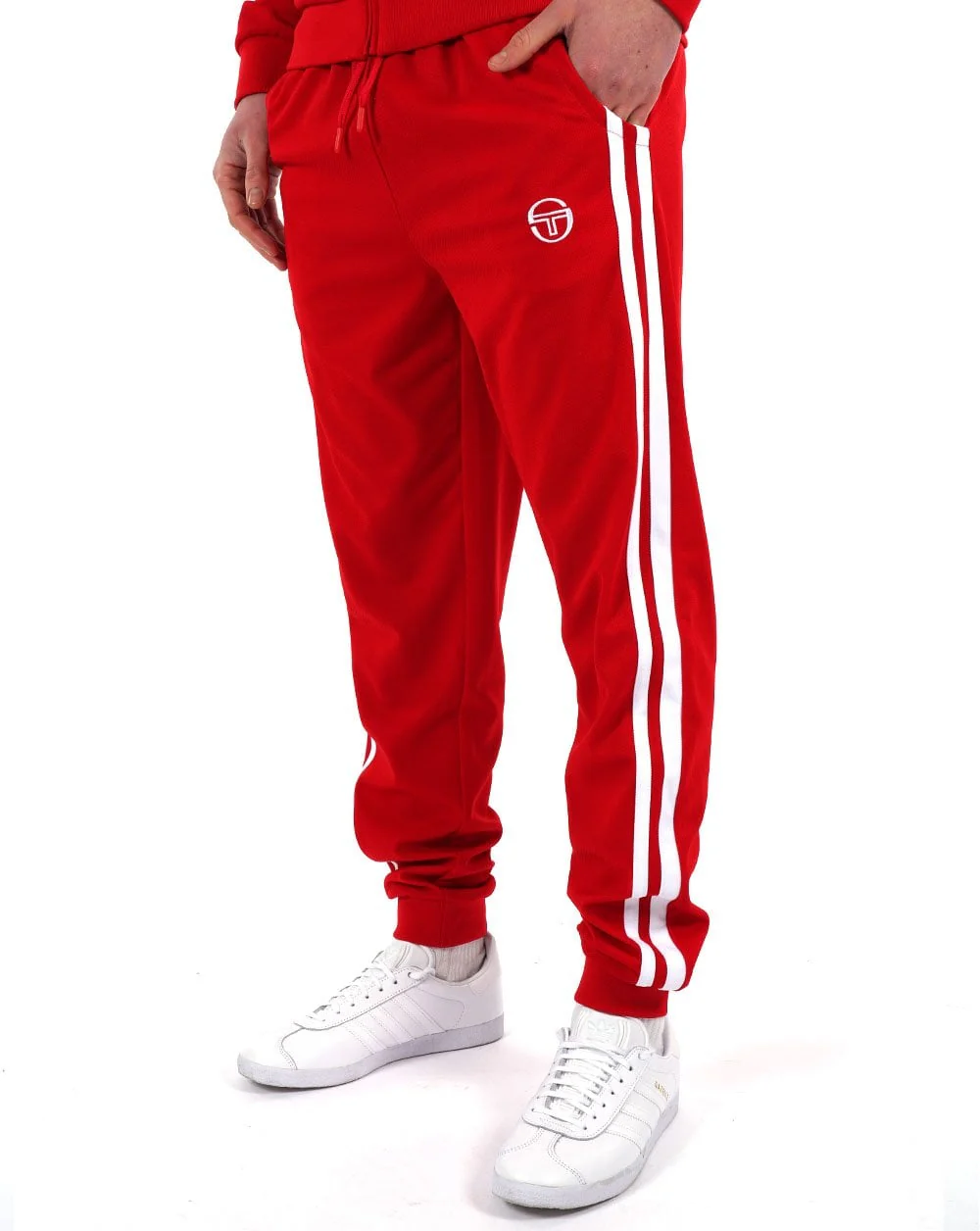 Sergio Tacchini 2 Stripe Track Pants Dark Red/White