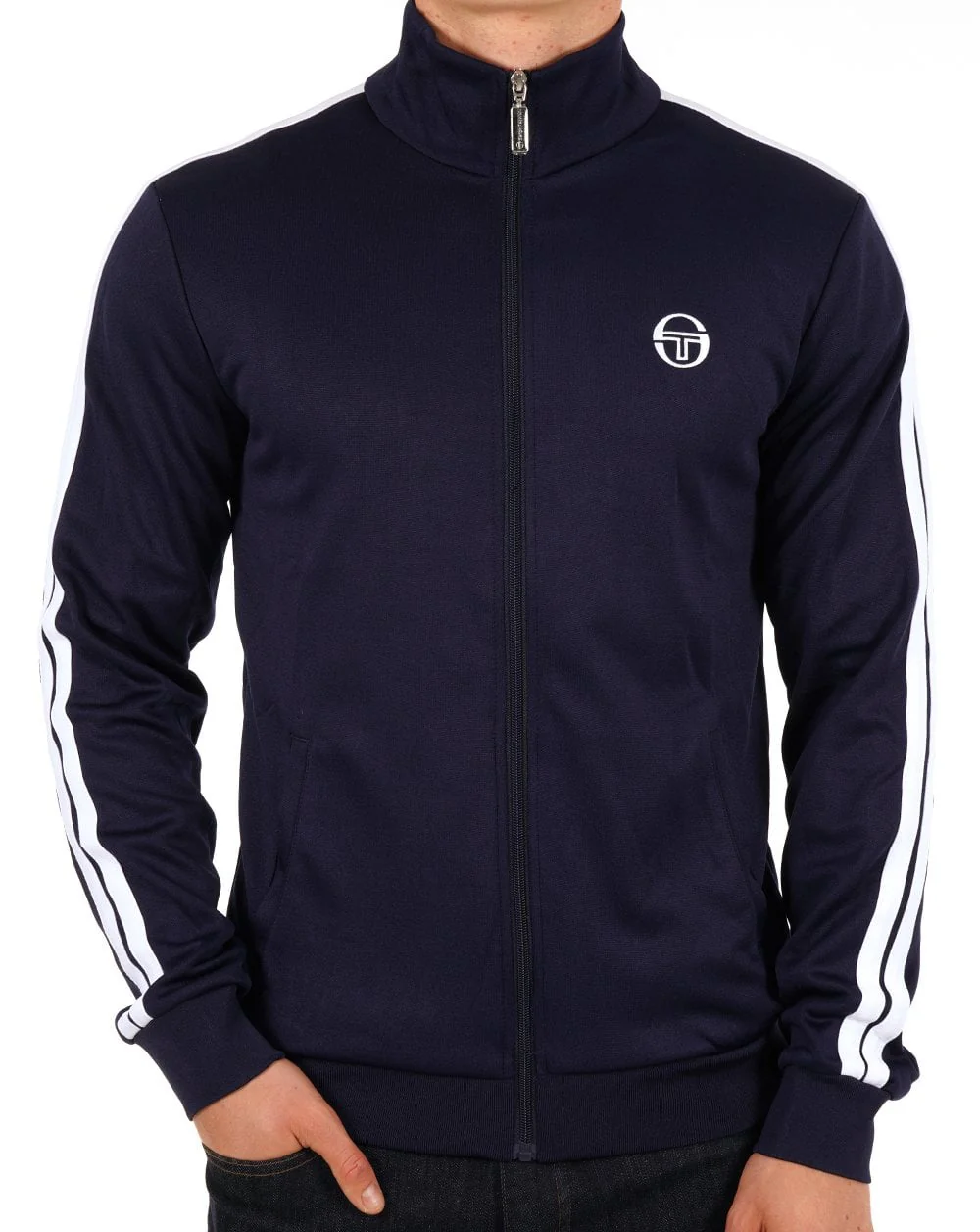 Sergio Tacchini 2 Stripe Track Top Navy White - Image 2