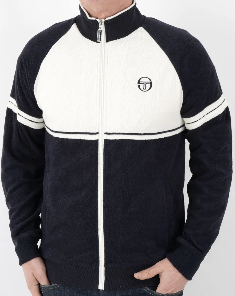 Sergio Tacchini Amancio Towelling Track Top Navy / White