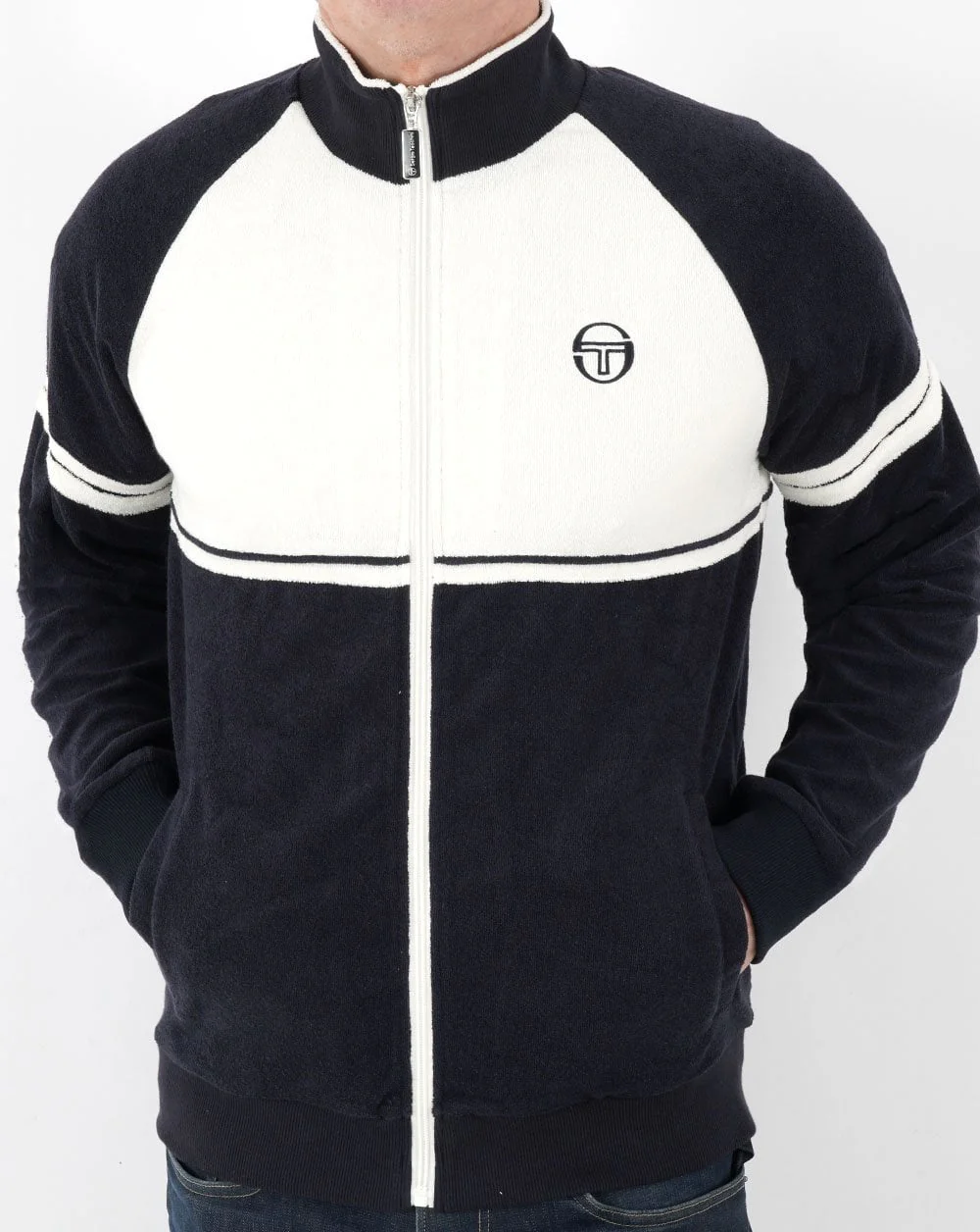Sergio Tacchini Amancio Towelling Track Top Navy / White - Image 4