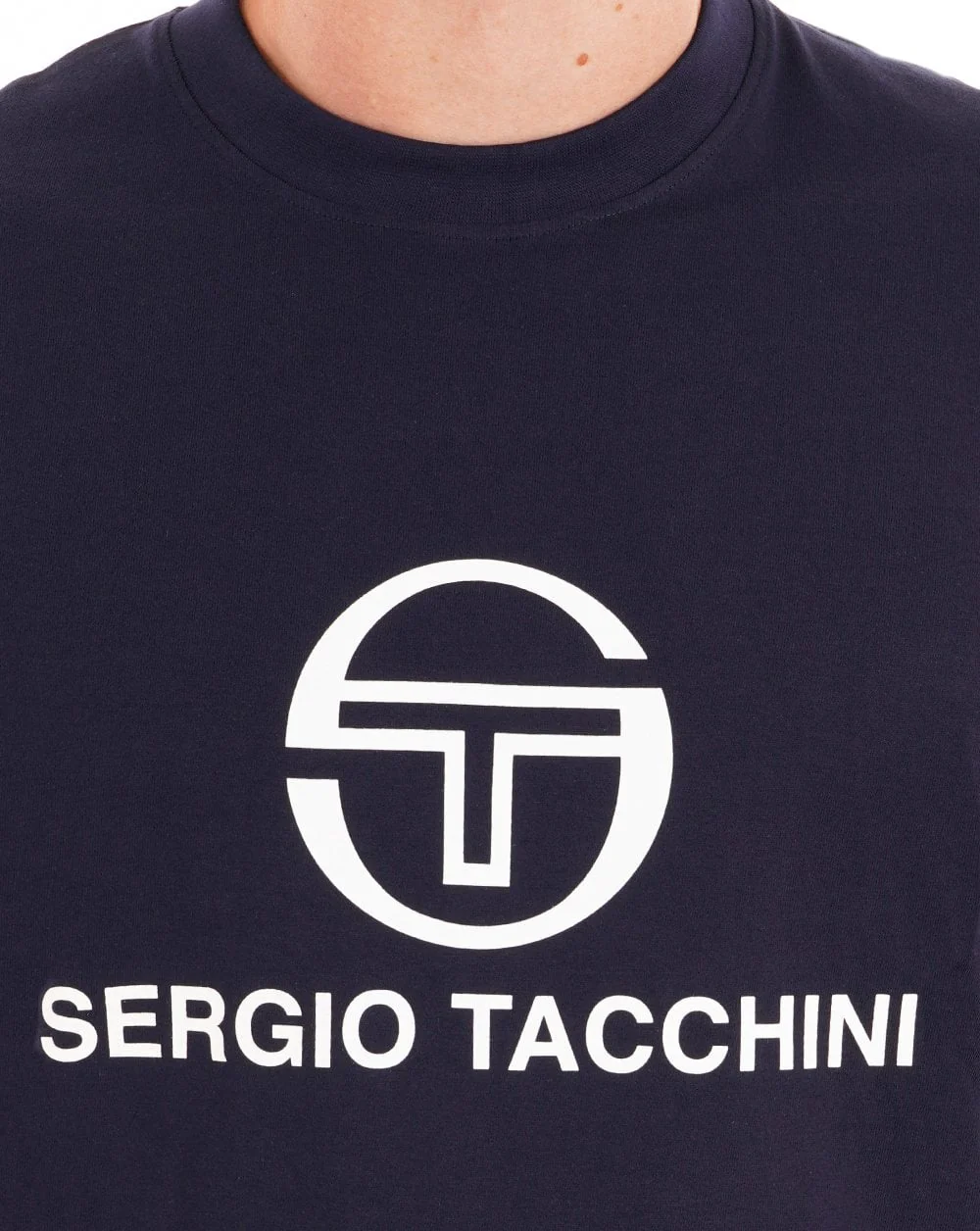 Sergio Tacchini Bari T Shirt Navy Blue/White - Image 2