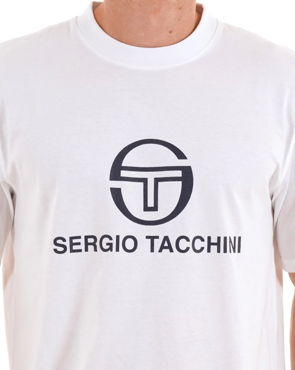 Sergio Tacchini Bari T Shirt White/Navy - Image 2