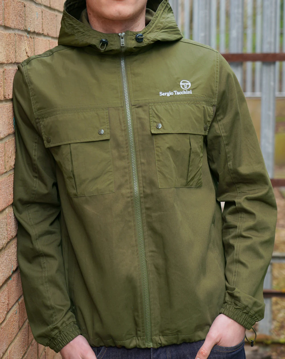 Sergio Tacchini Mixed Fabric Jacket Dark Olive - Image 2