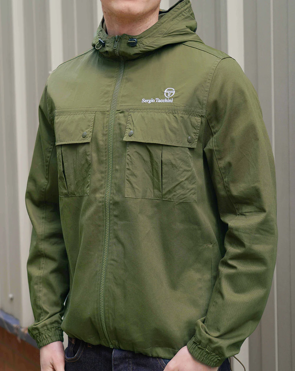 Sergio Tacchini Mixed Fabric Jacket Dark Olive - Image 3