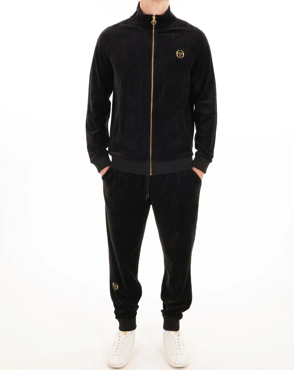 Sergio Tacchini Classic Velour Track Top Black - Image 4