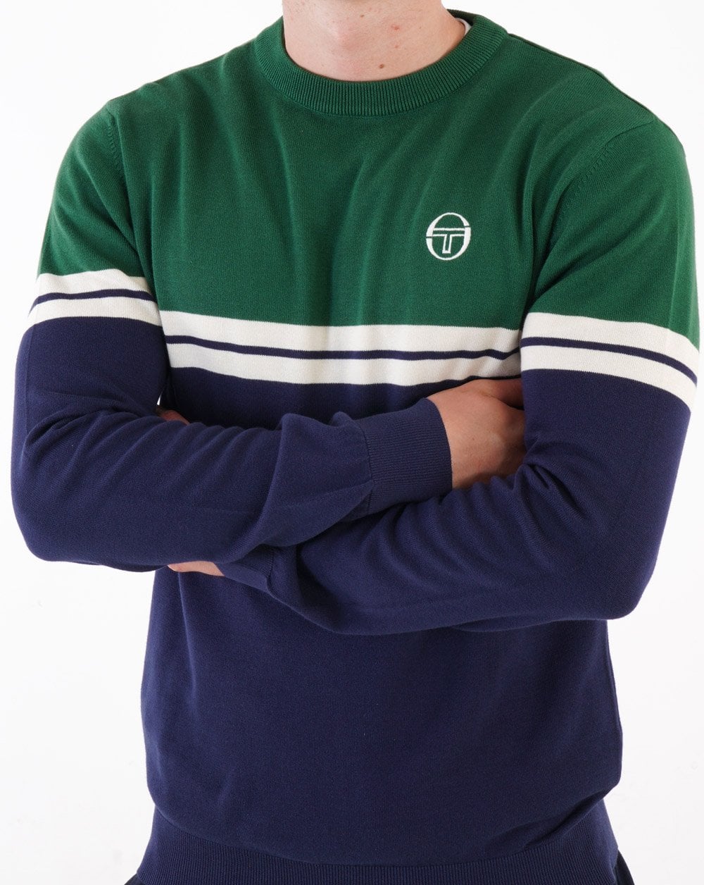 Sergio Tacchini Crew Neck Knit Navy - Green - Image 3