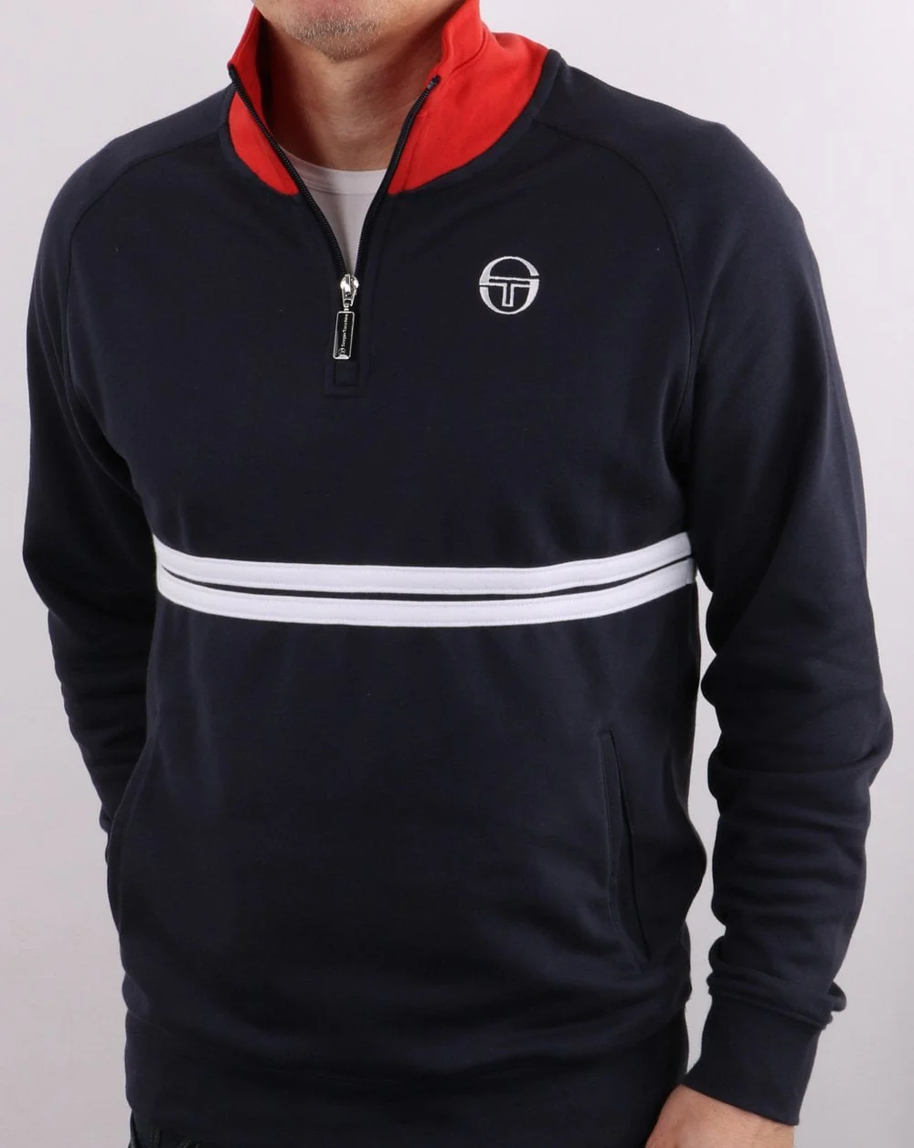 Sergio Tacchini Dallas 1/4 Zip Track Top Navy - Image 3
