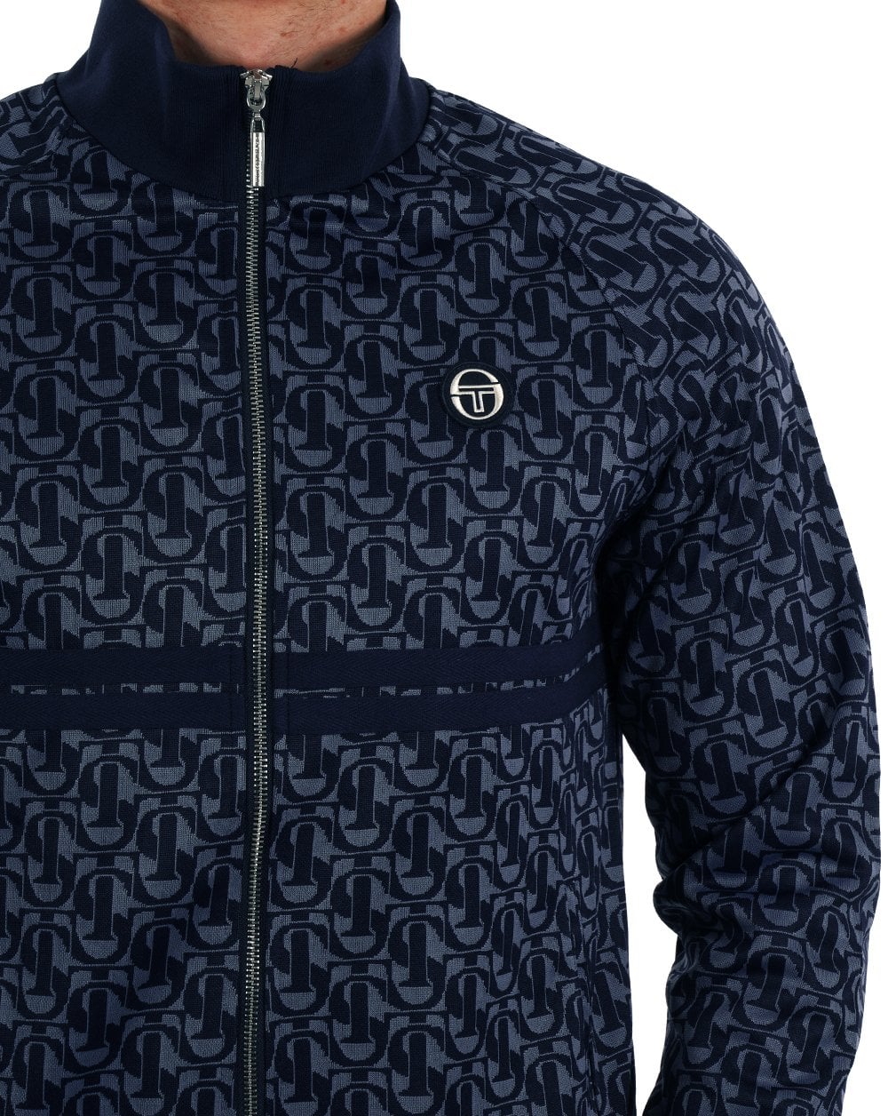 Sergio Tacchini Dallas Monogram Track Top Navy Blue - Image 2