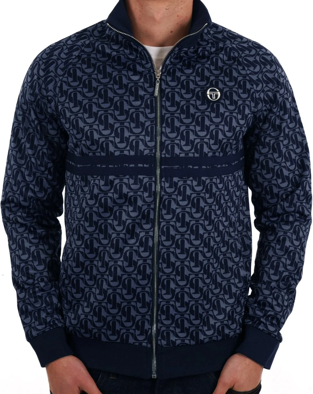 Sergio Tacchini Dallas Monogram Track Top Navy Blue - Image 3