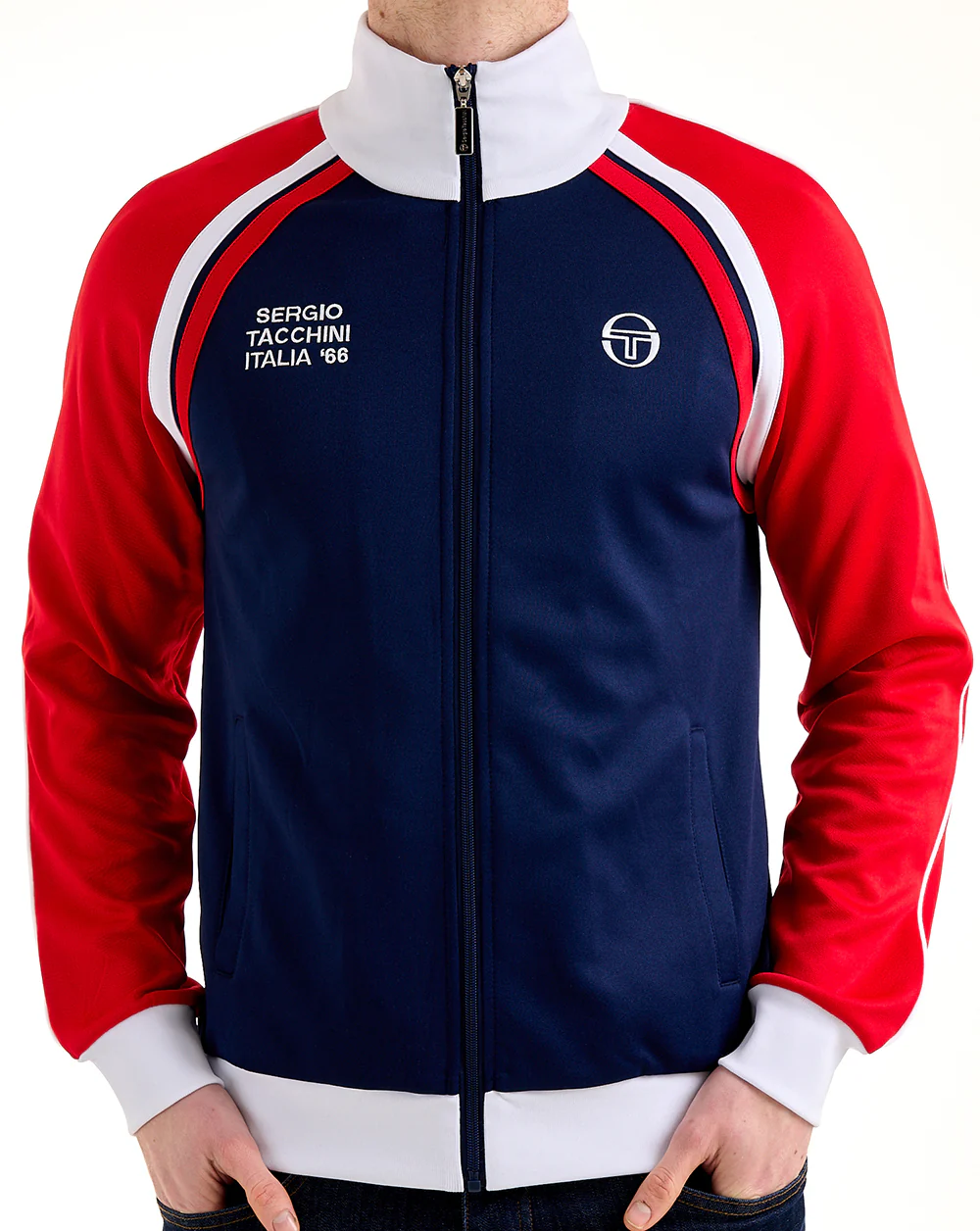 Sergio Tacchini Ghibli Davis Track Top Navy Blue/Deep Red - Image 2