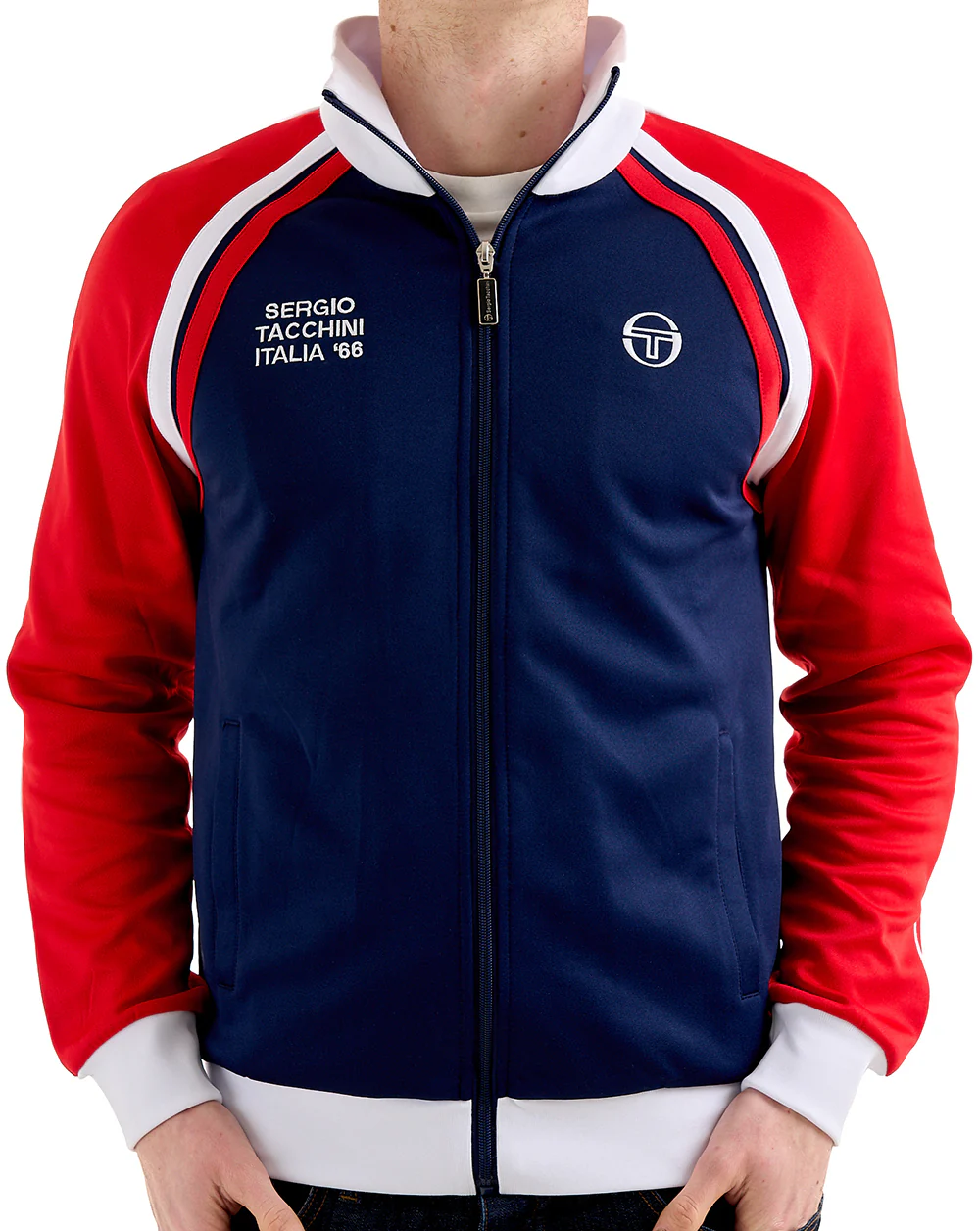 Sergio Tacchini Ghibli Davis Track Top Navy Blue/Deep Red - Image 3