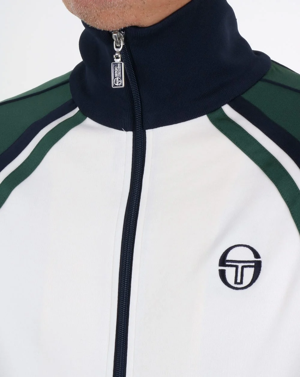Sergio Tacchini Ghibli Track Top Ivory/Forest Green - Image 3