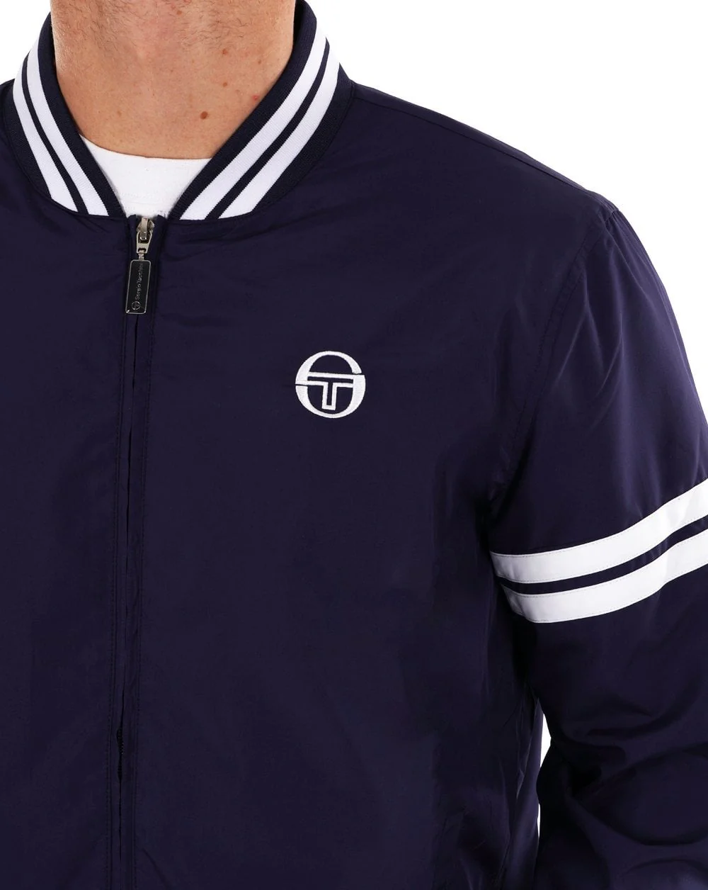 Sergio Tacchini Grello Bomber Jacket Navy White - Image 3