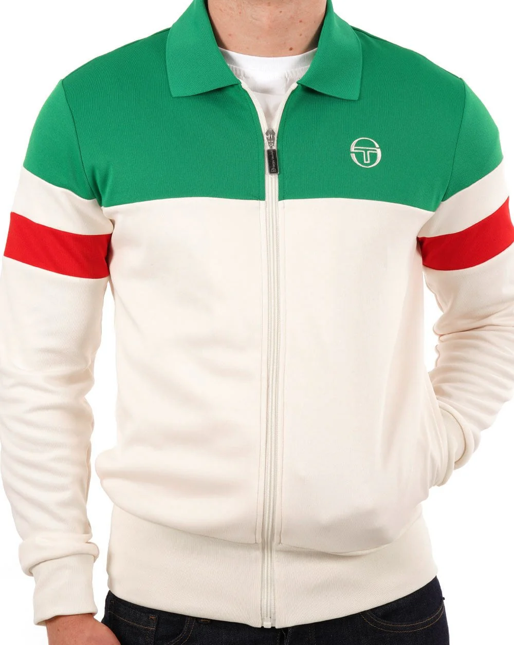 Sergio Tacchini Italia Track Top Gardenia Green Red - Image 3