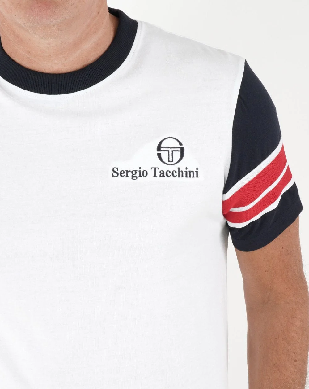 Sergio Tacchini Leo T Shirt White/Navy/Red - Image 2