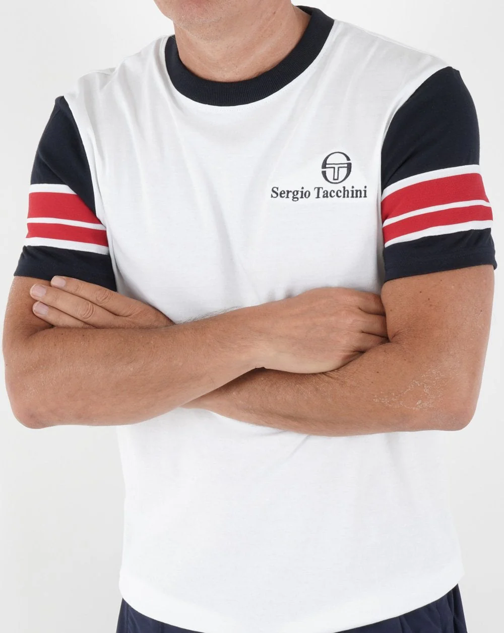 Sergio Tacchini Leo T Shirt White/Navy/Red - Image 3