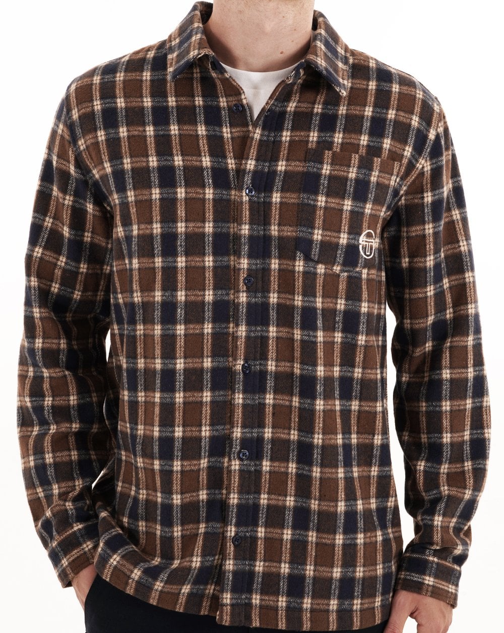 Sergio Tacchini Marcus Check Shirt Navy Blue - Image 3
