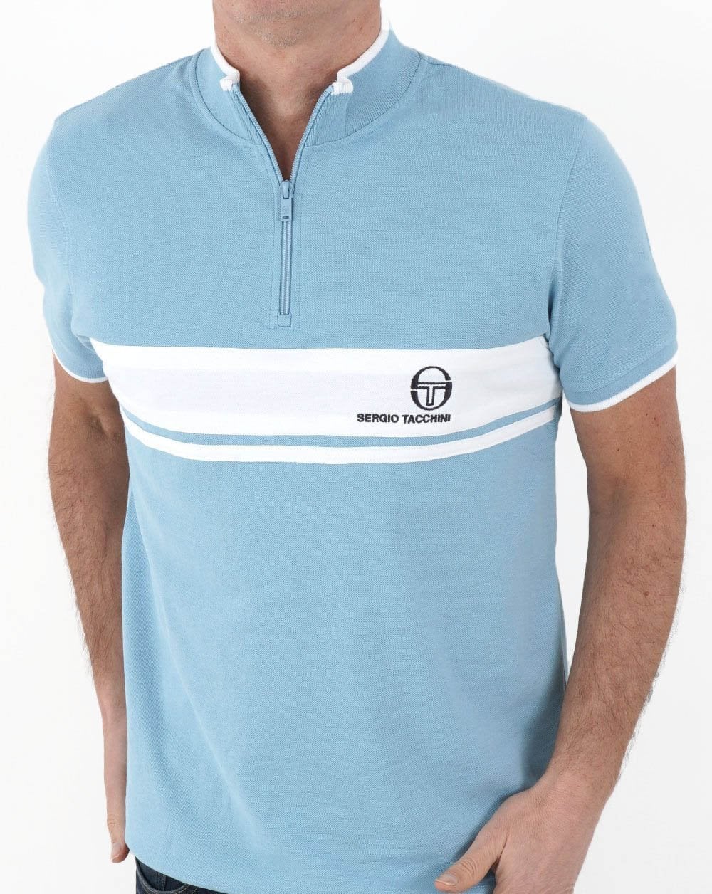 Sergio Tacchini Masters 1/4 zip Polo Sky Blue - Image 3
