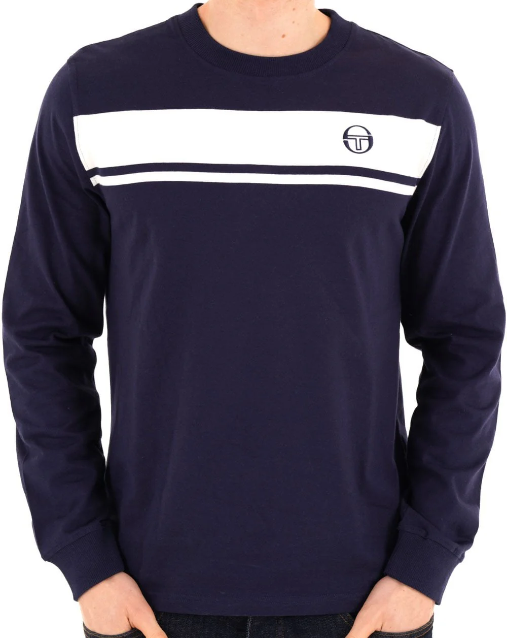 Sergio Tacchini Masters LS T Shirt Navy Blue/White