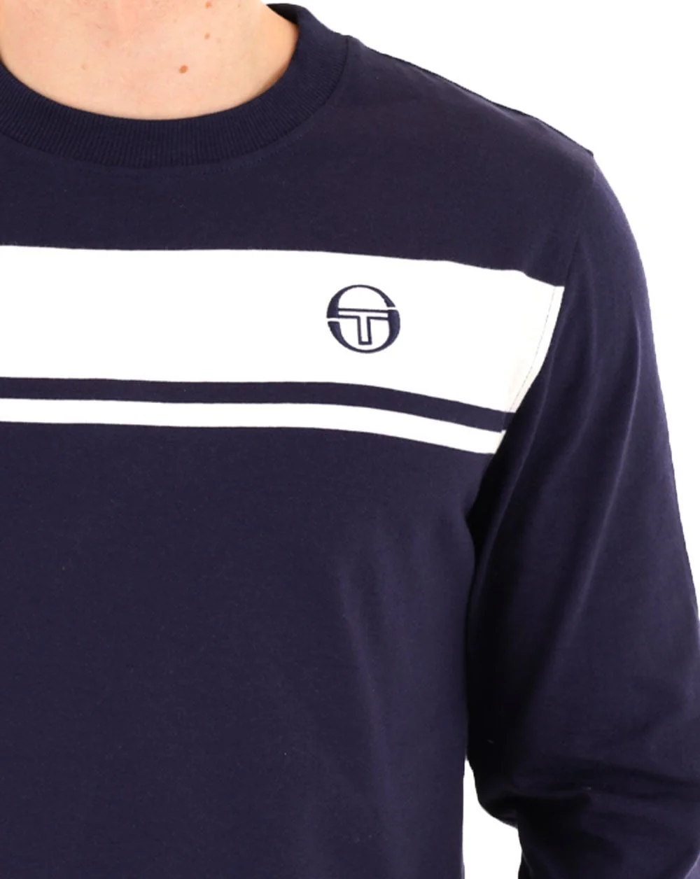 Sergio Tacchini Masters LS T Shirt Navy Blue/White - Image 2