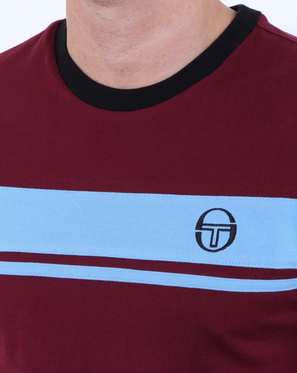 Sergio Tacchini Masters T Shirt Claret/Sky - Image 2