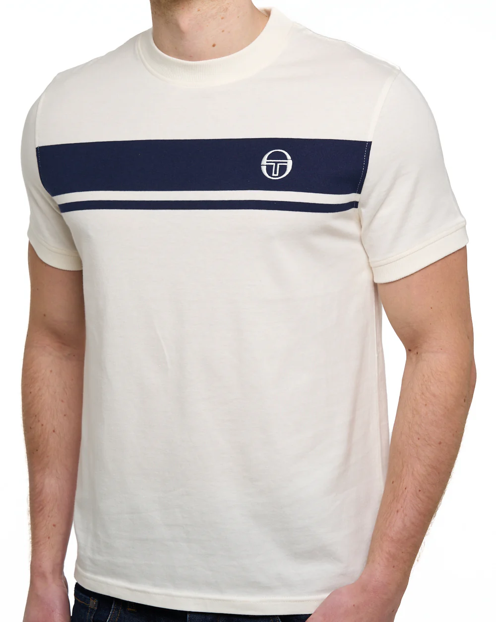 Sergio Tacchini Masters T Shirt Gardenia/Navy Blue - Image 2