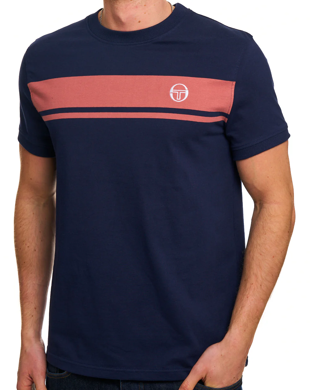 Sergio Tacchini Masters T Shirt Navy Blue/Rose - Image 2