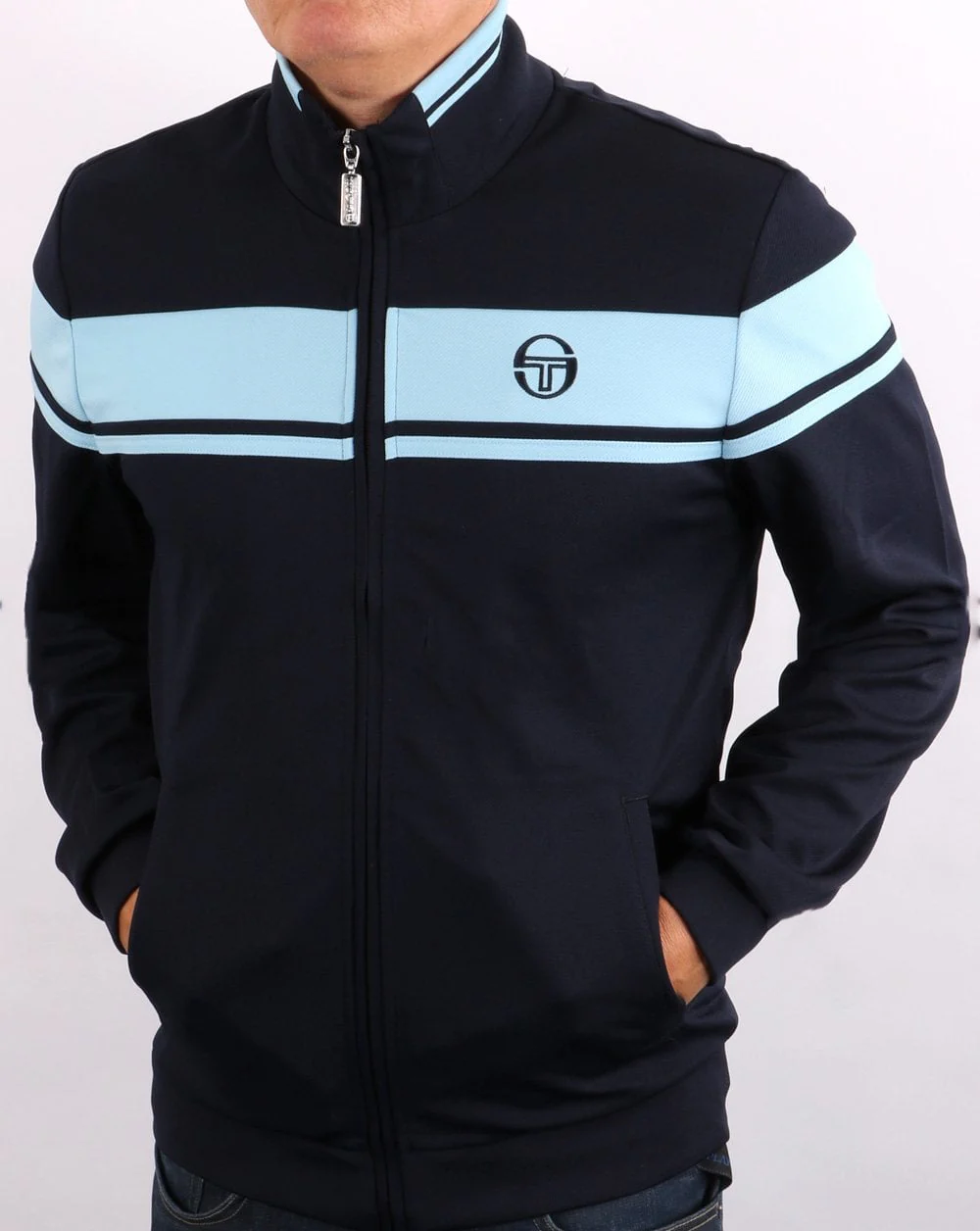 Sergio Tacchini Masters Tipped Track Top Navy/Sky - Image 3