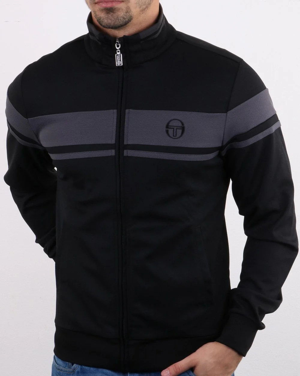 Sergio Tacchini Masters Track Top Black/Grey - Image 2