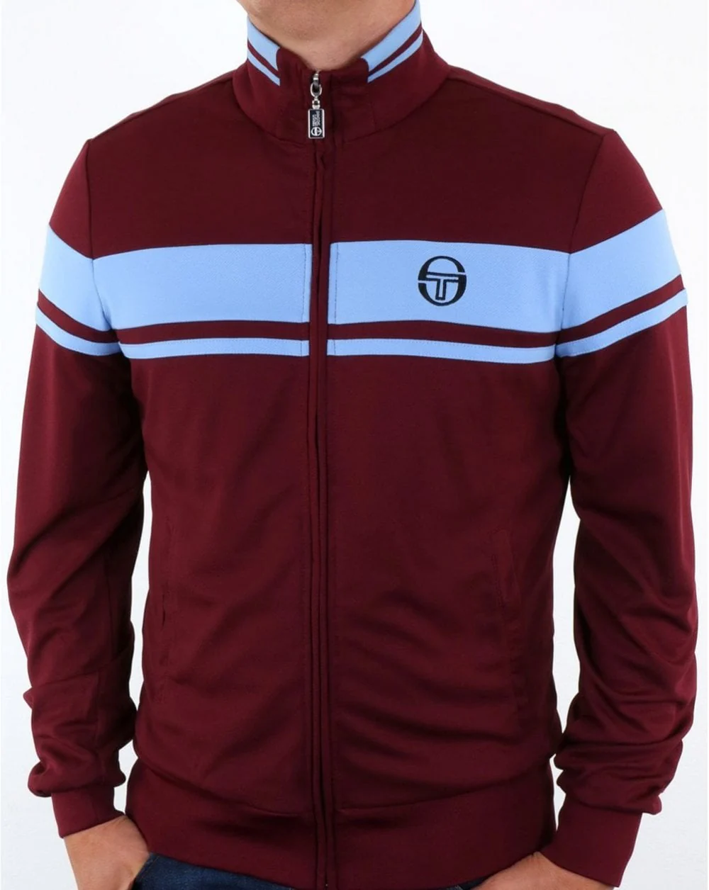 Sergio Tacchini Masters Track Top Claret/Sky Blue - Image 2