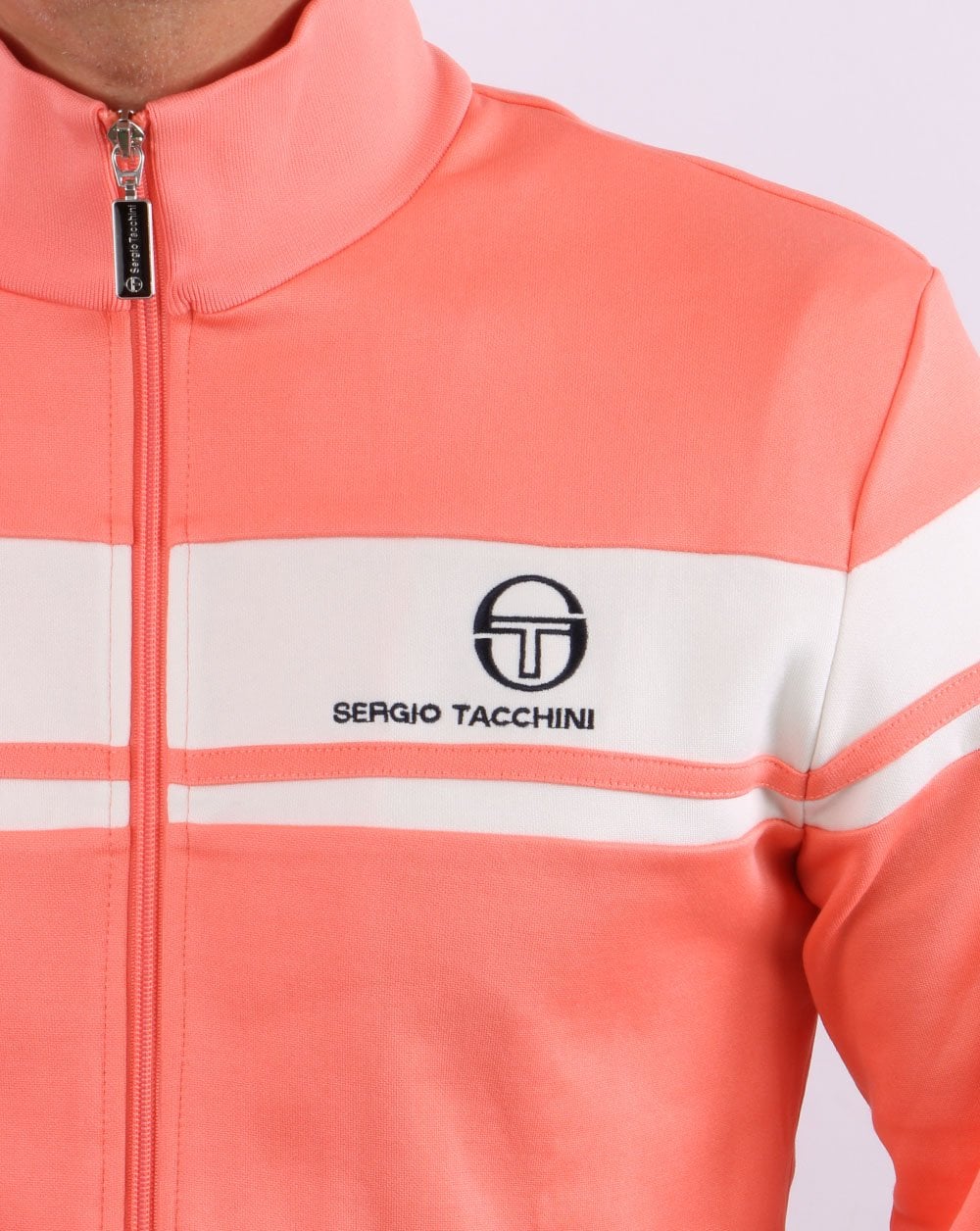 Sergio Tacchini Masters Track Top Coral/Off White - Image 2
