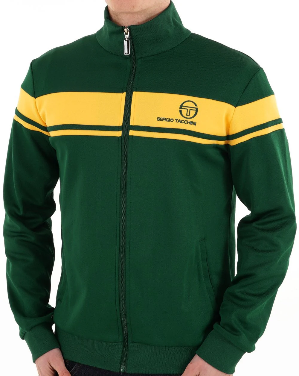 Sergio Tacchini Masters Track Top Deep Green / Yellow - Image 3