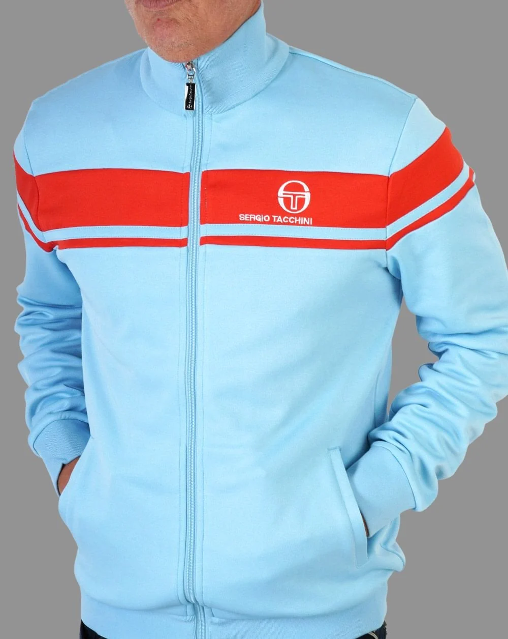 Sergio Tacchini Masters Track Top Sky Blue/Orange - Image 2